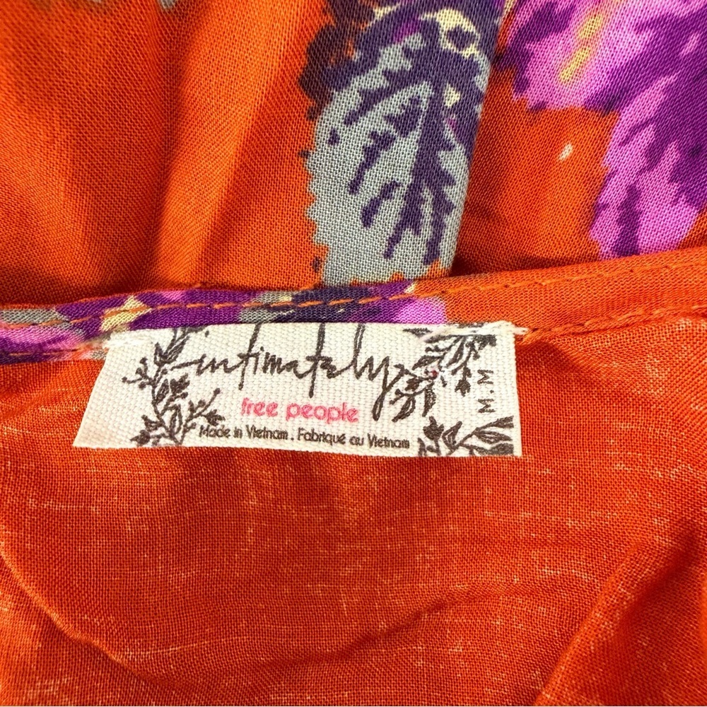 Free People Orange Table For 2 Trapeze Floral Asymmetrical Mini Dress | M - Picture 8 of 9